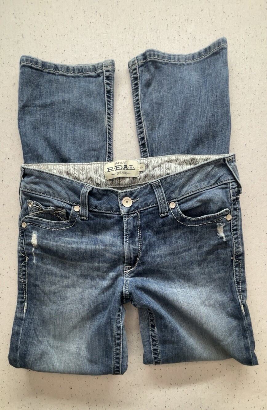 Ariat REAL Gianna Straight Leg Jeans Womens 31R Stryker Medium Wash Mid Rise